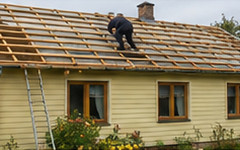 Roof covering replacement project in Ādaži - new metal covering installation process
