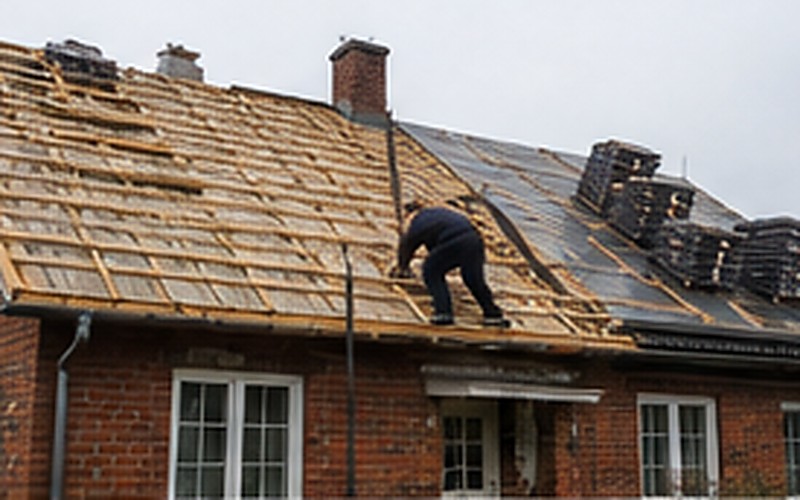 Roof replacement project in Mārupe - work in progress, new covering installation