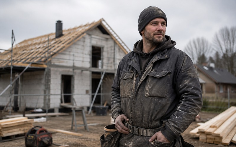 Roofing specialist at a site in Riga